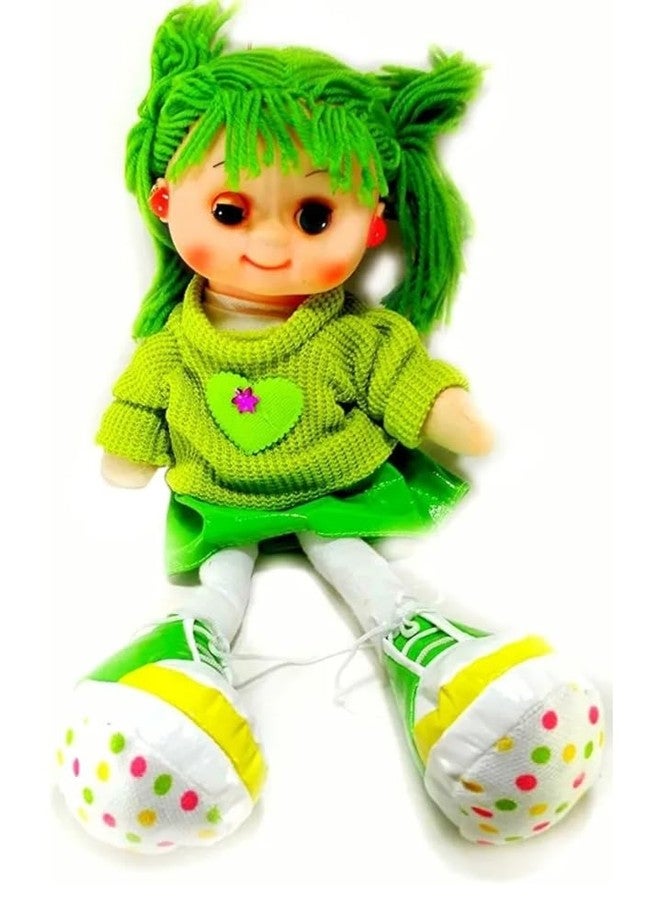 Manos Soft Plush Rag Doll with Red Yarn Hair, Heart Sweater, White Tights, Red and Green Sneakers (Stock Send AS PR Stock) Pack of 1 - Image 3